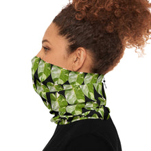 Load image into Gallery viewer, Unisex Winter Neck Gaiter With Drawstring-Black (Philodendron White Knight)
