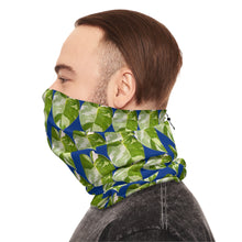 Load image into Gallery viewer, Unisex Winter Neck Gaiter With Drawstring-Blue (Philodendron White Knight)

