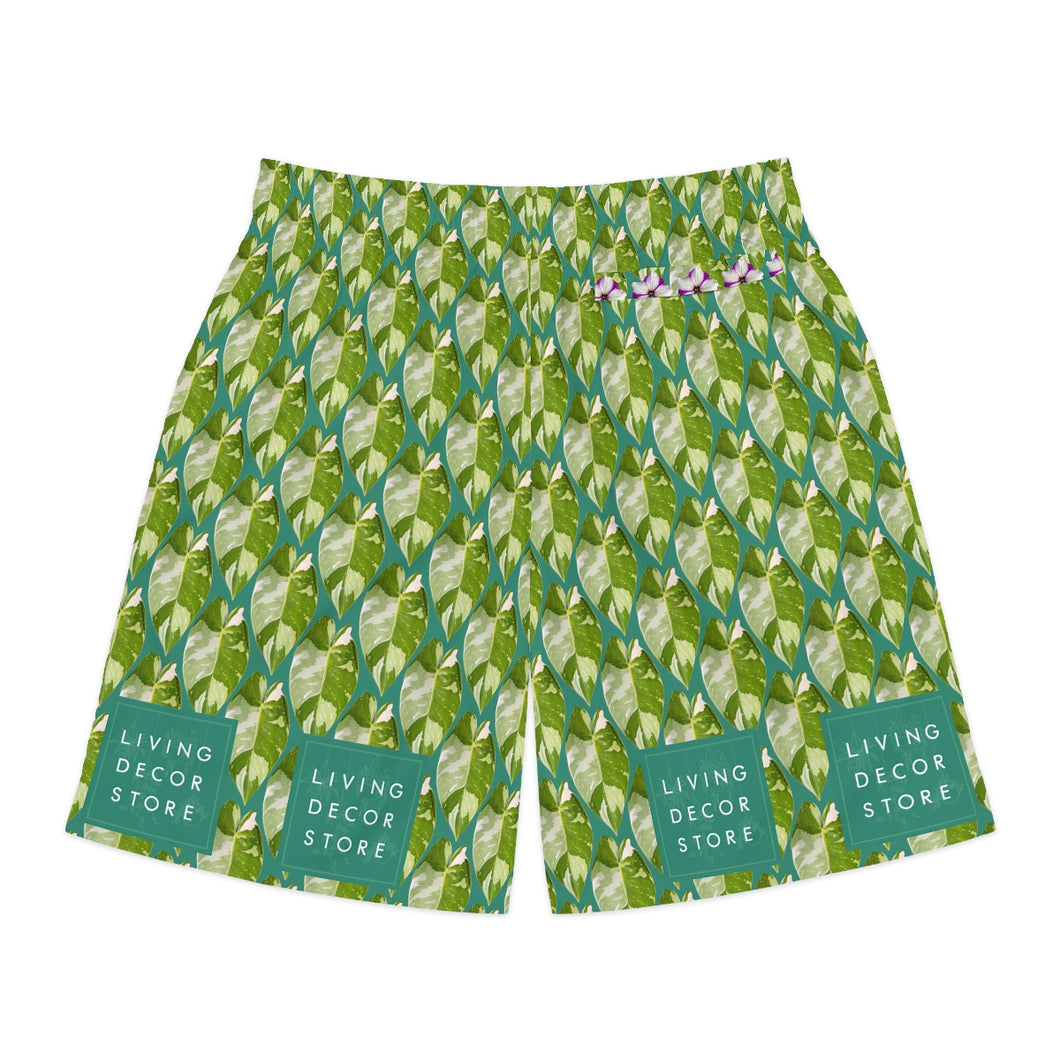 Men's Jogger Shorts -LDS Green (Philodendron White Knight)