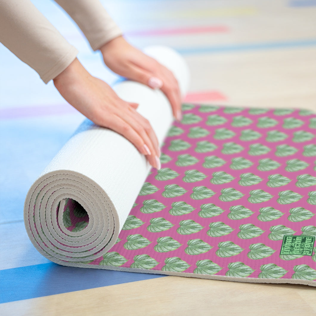 Foam Yoga Mat -Pink (Philodendron)